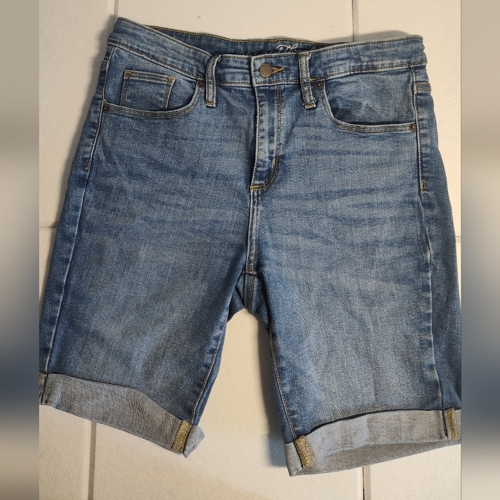 Denim Blue Women's Shorts High Rise Bermuda Size 10/30 #421